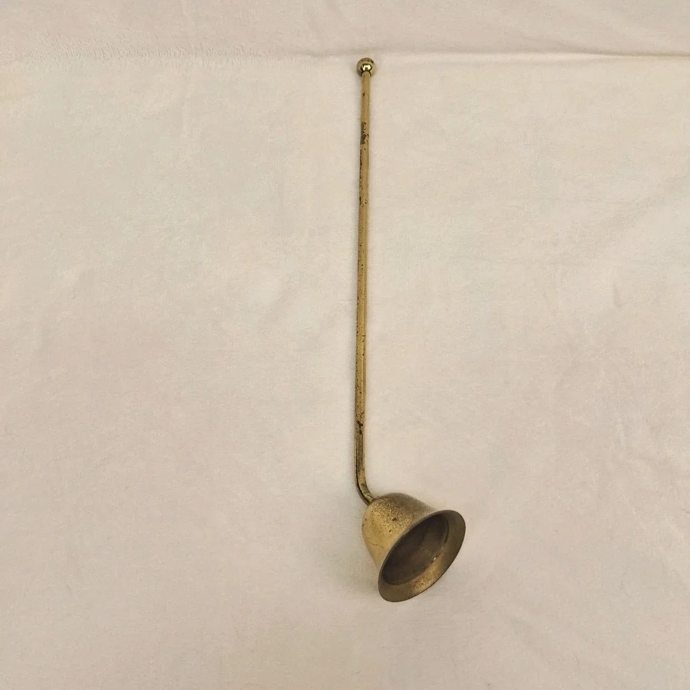 Vintage Brass Bell Candle Snuffer Patina Decorative Taper Extinguisher Tool